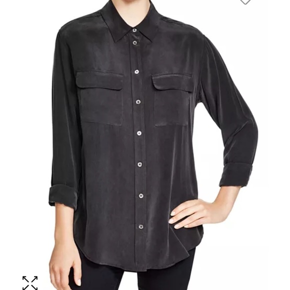 Equipment Black Women’s Slim Signature Silk Shirt Casual Button Down Size Small - Picture 1 of 6